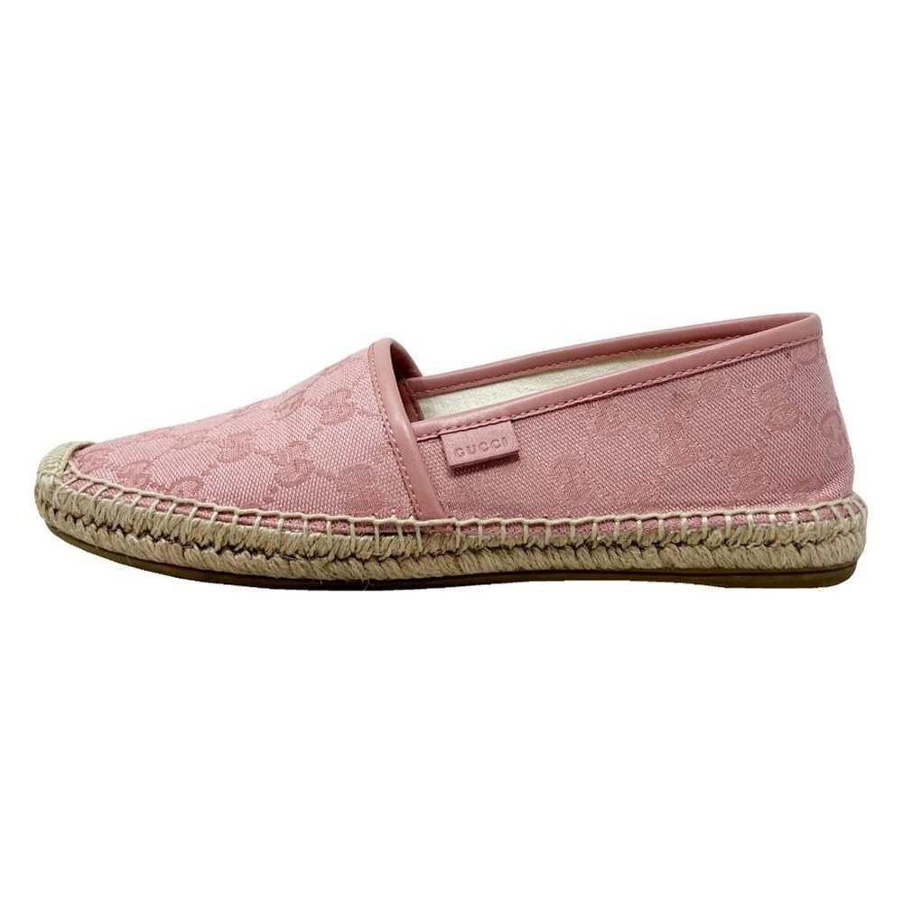 Gucci Pink GG Canvas Espadrille Flats Slip On Shoes 37.5 - Picture 4 of 9